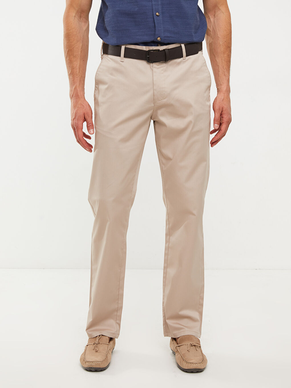 Bej Standart Kalıp Gabardin Erkek Pantolon-2