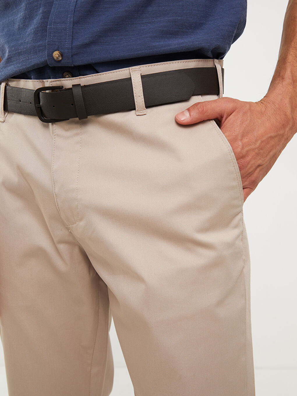 Bej Standart Kalıp Gabardin Erkek Pantolon-4