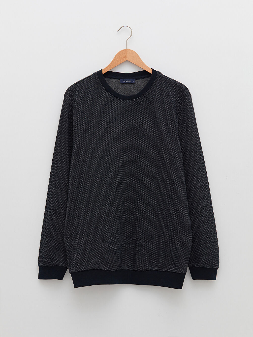 Lacivert Bisiklet Yaka Uzun Kollu Erkek Sweatshirt-5