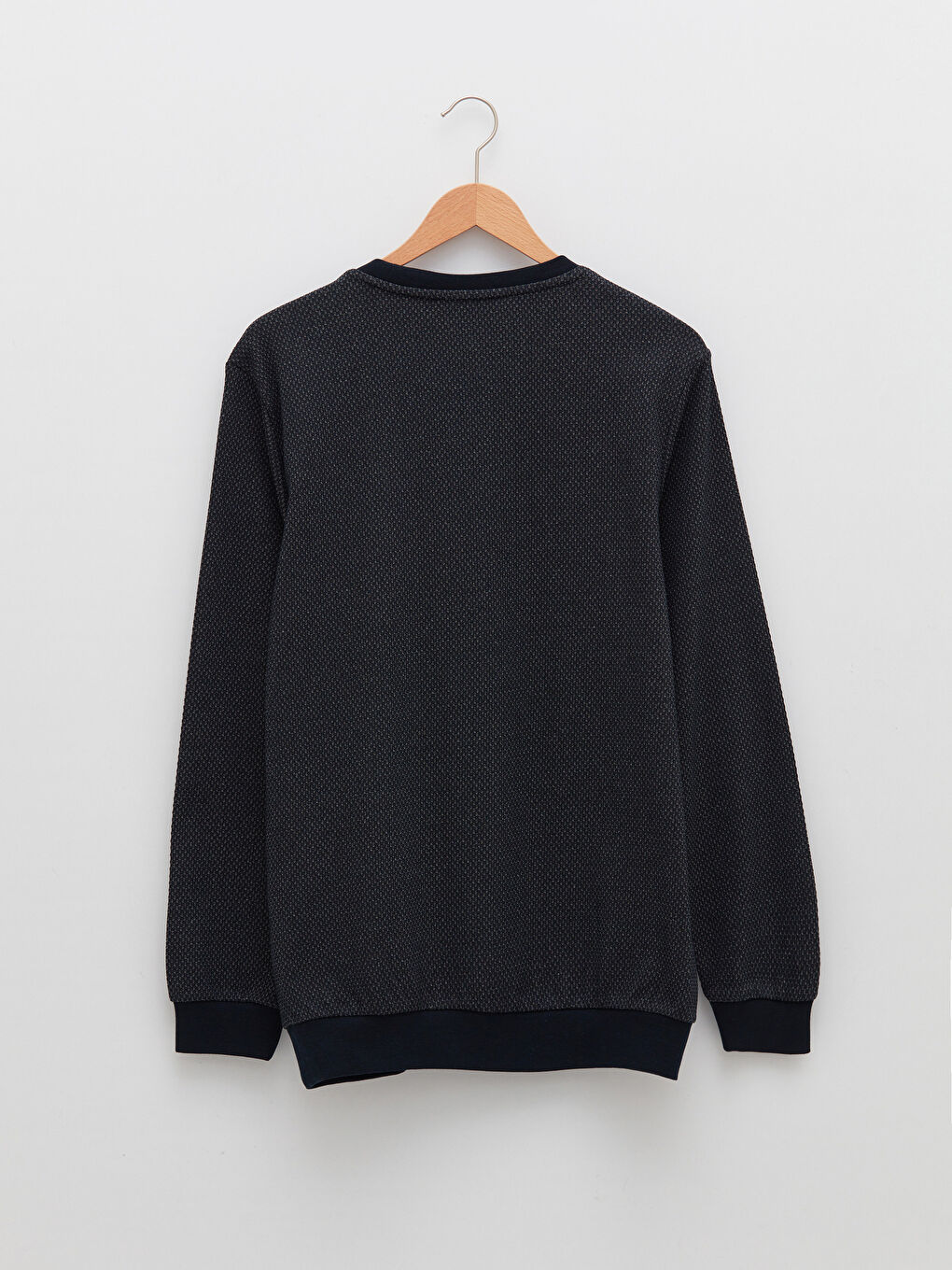 Lacivert Bisiklet Yaka Uzun Kollu Erkek Sweatshirt-6