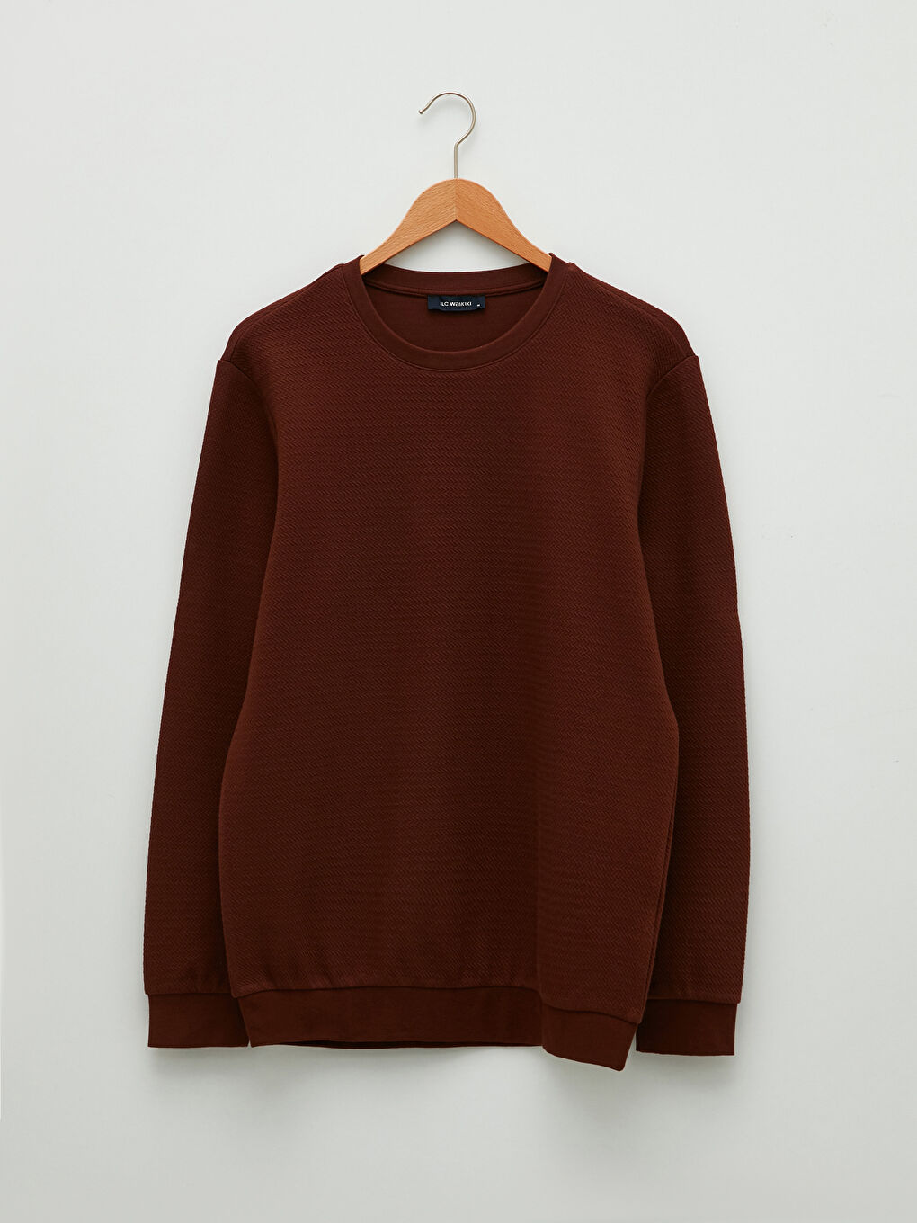 Kahverengi Bisiklet Yaka Uzun Kollu Erkek Sweatshirt-3