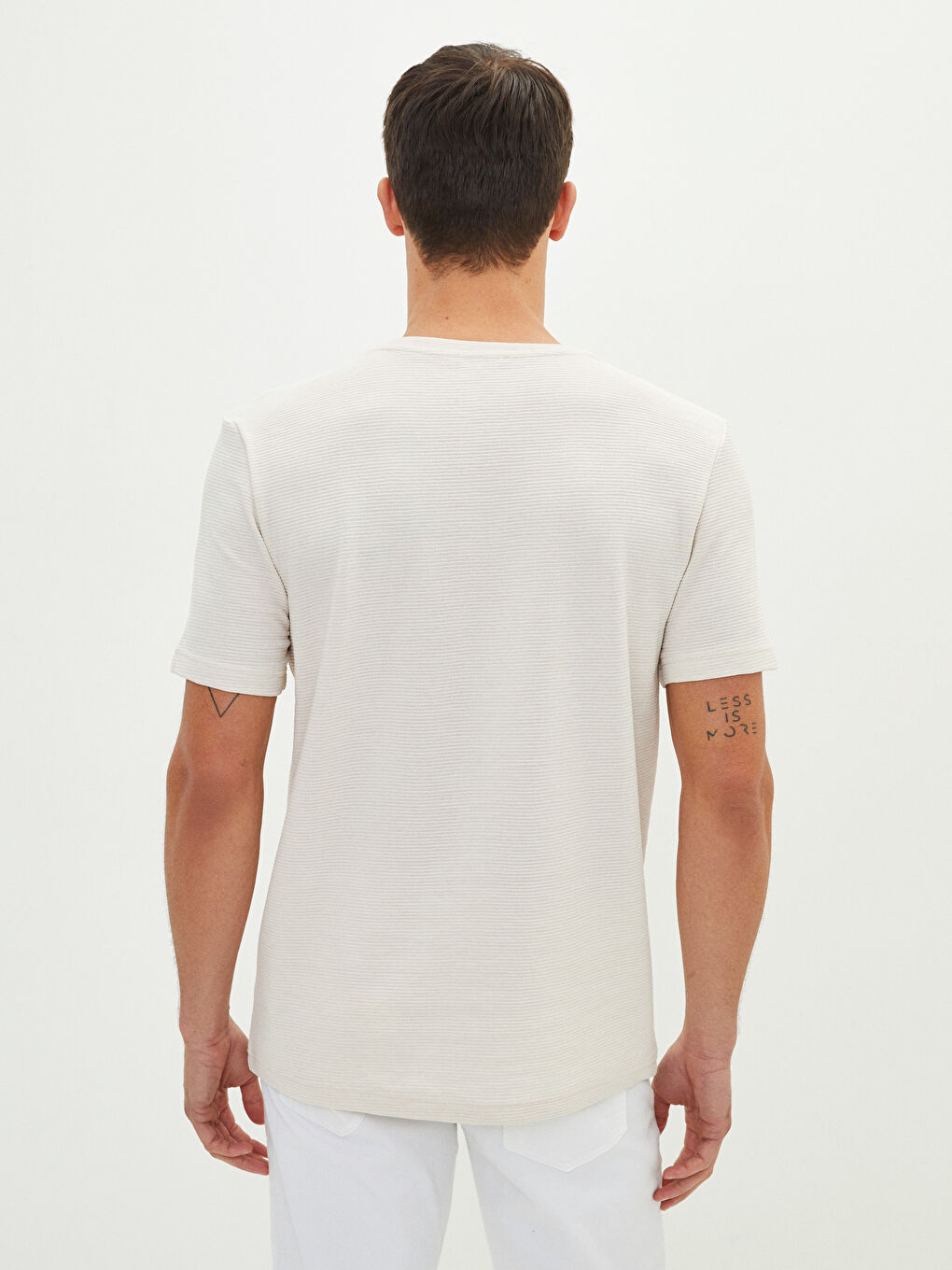 Gri Bisiklet Yaka Penye Erkek Tişört-4