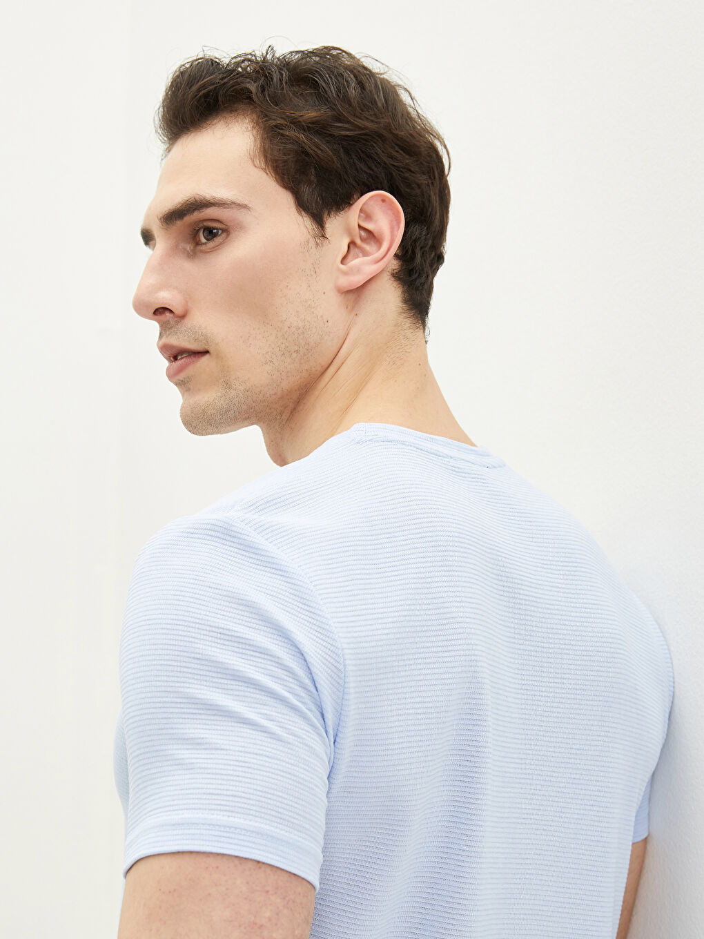 Mavi Bisiklet Yaka Penye Erkek Tişört