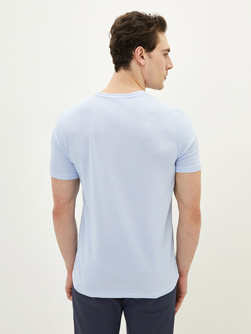 Mavi Bisiklet Yaka Penye Erkek Tişört-4