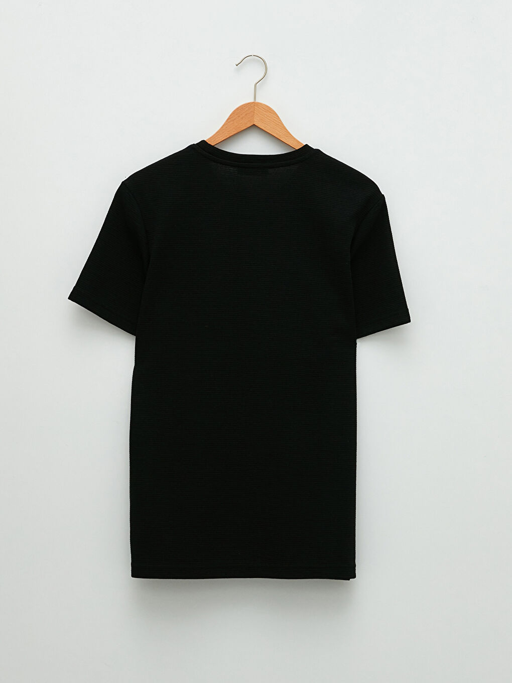 Siyah Bisiklet Yaka Penye Erkek Tişört-6