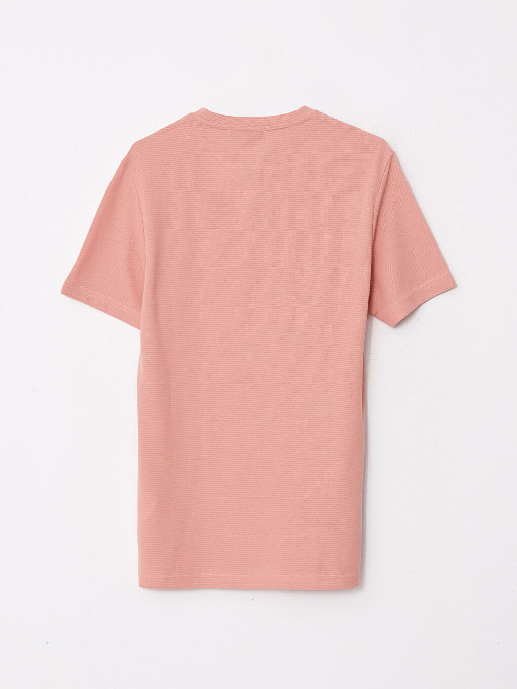 Pembe Bisiklet Yaka Penye Erkek Tişört-6