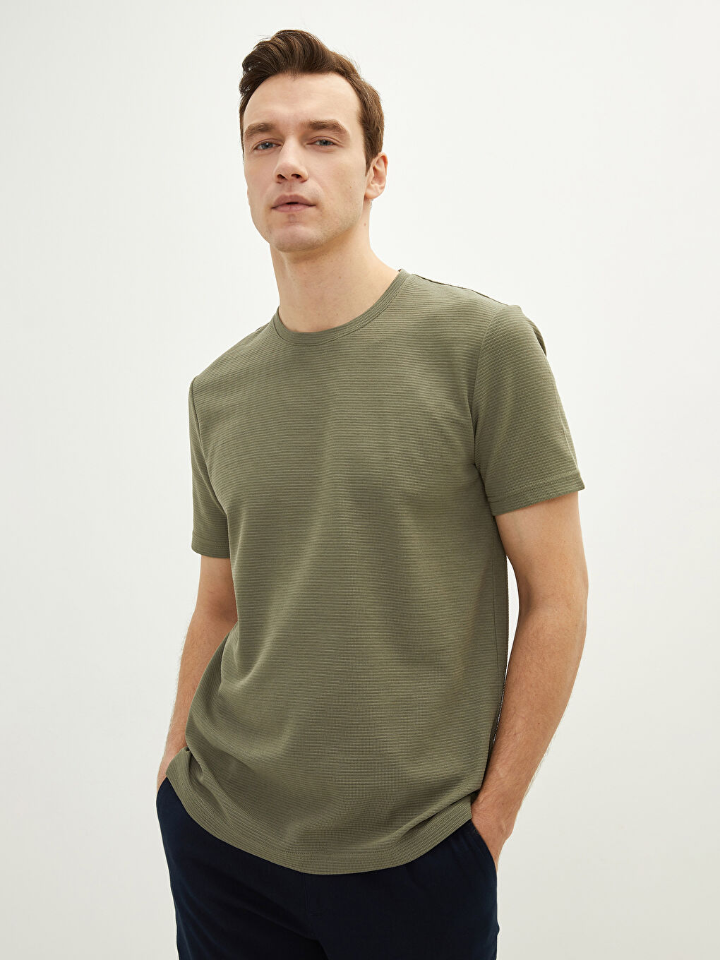 T-shirt pour Hommes en Jersey à Col Rond-1