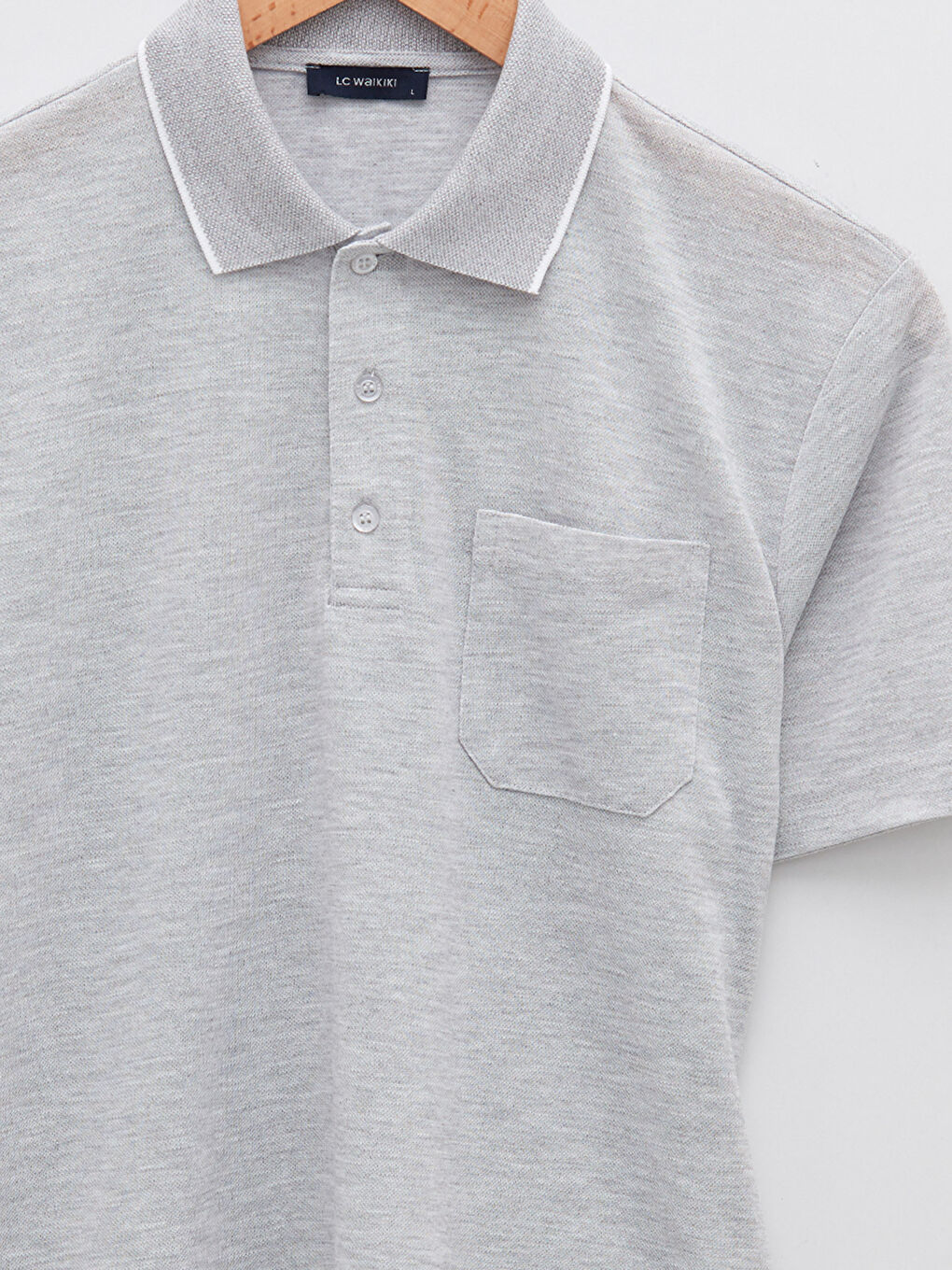 Bej Polo Yaka Kısa Kollu Erkek Tişört-7