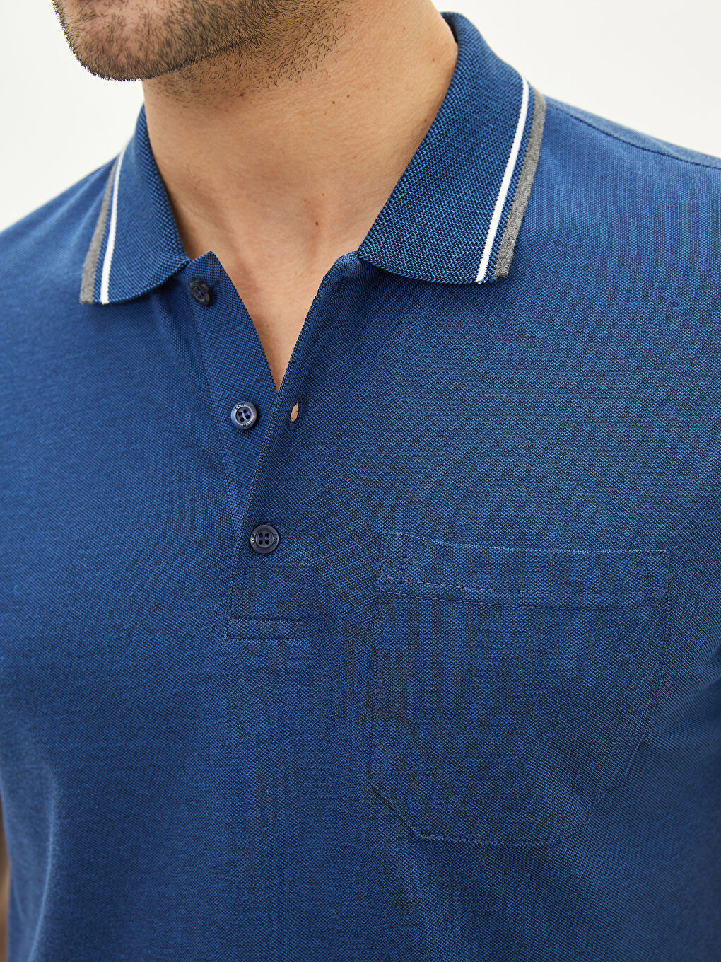 Lacivert Polo Yaka Kısa Kollu Erkek Tişört-7
