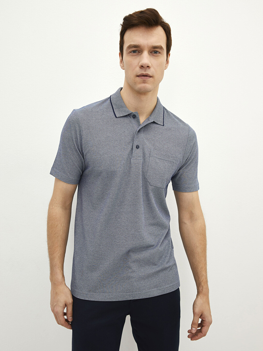 Polo Neck Short Sleeve Men's T-shirt-1