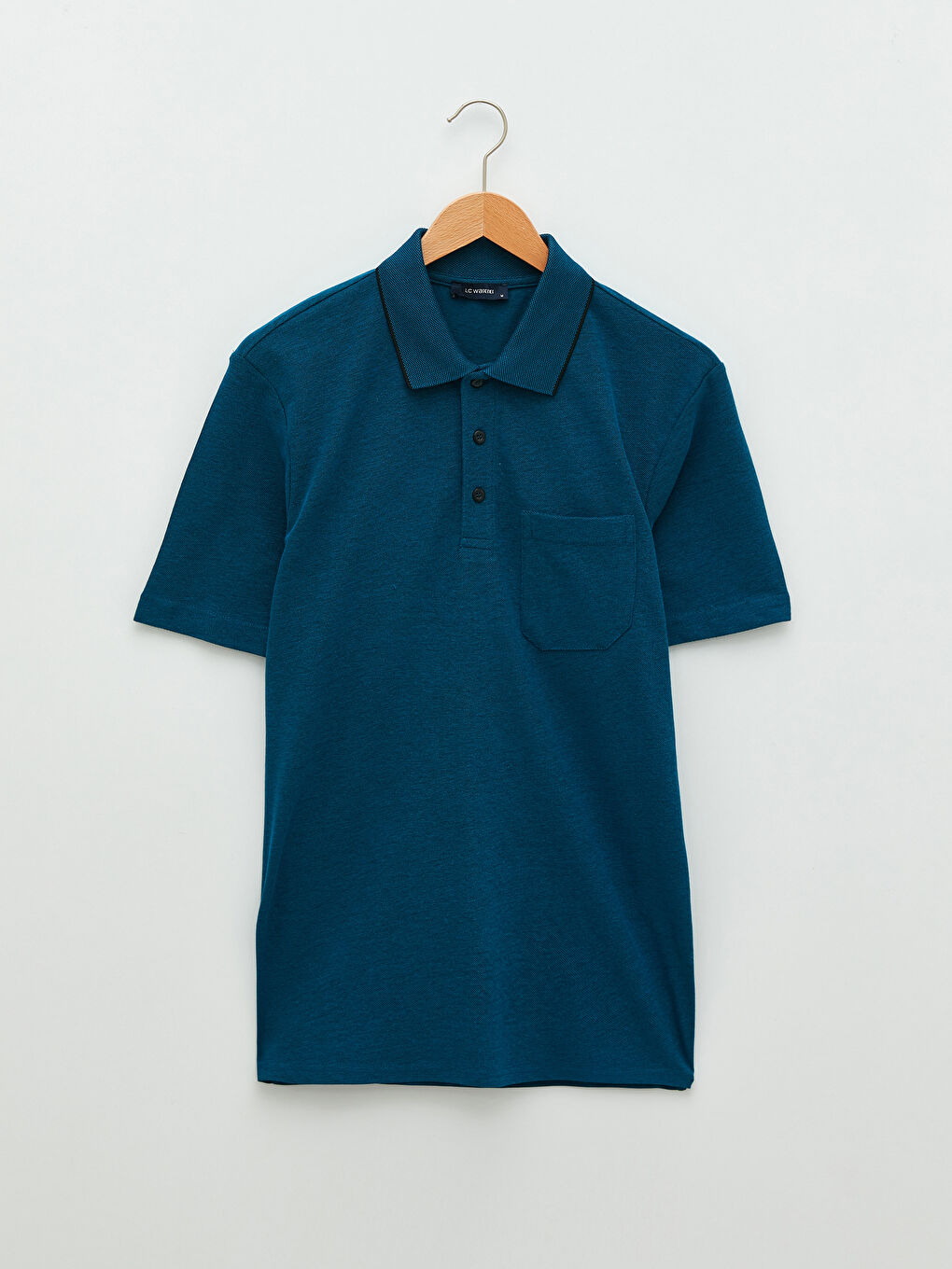 Petrol Polo Yaka Kısa Kollu Erkek Tişört-5