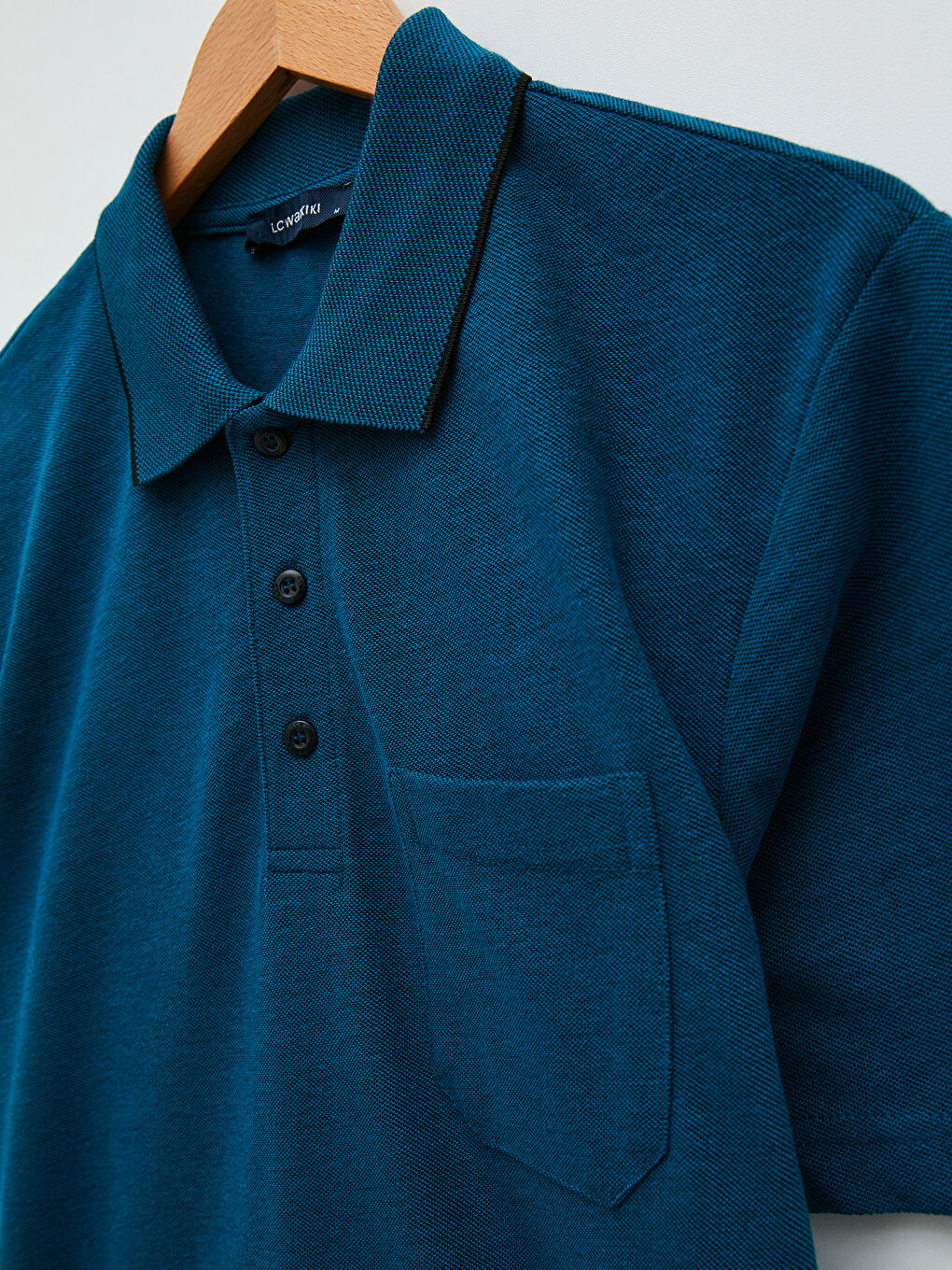 Petrol Polo Yaka Kısa Kollu Erkek Tişört-7