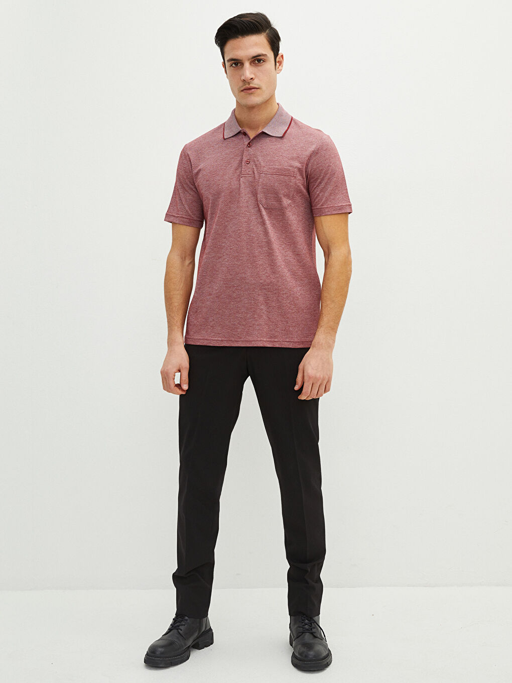 Ерлерге арналған поло жағалы қысқа жең футболка-2