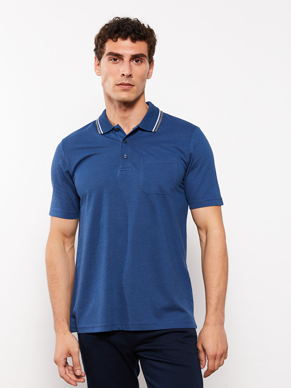 Lacivert Polo Yaka Kısa Kollu Erkek Tişört