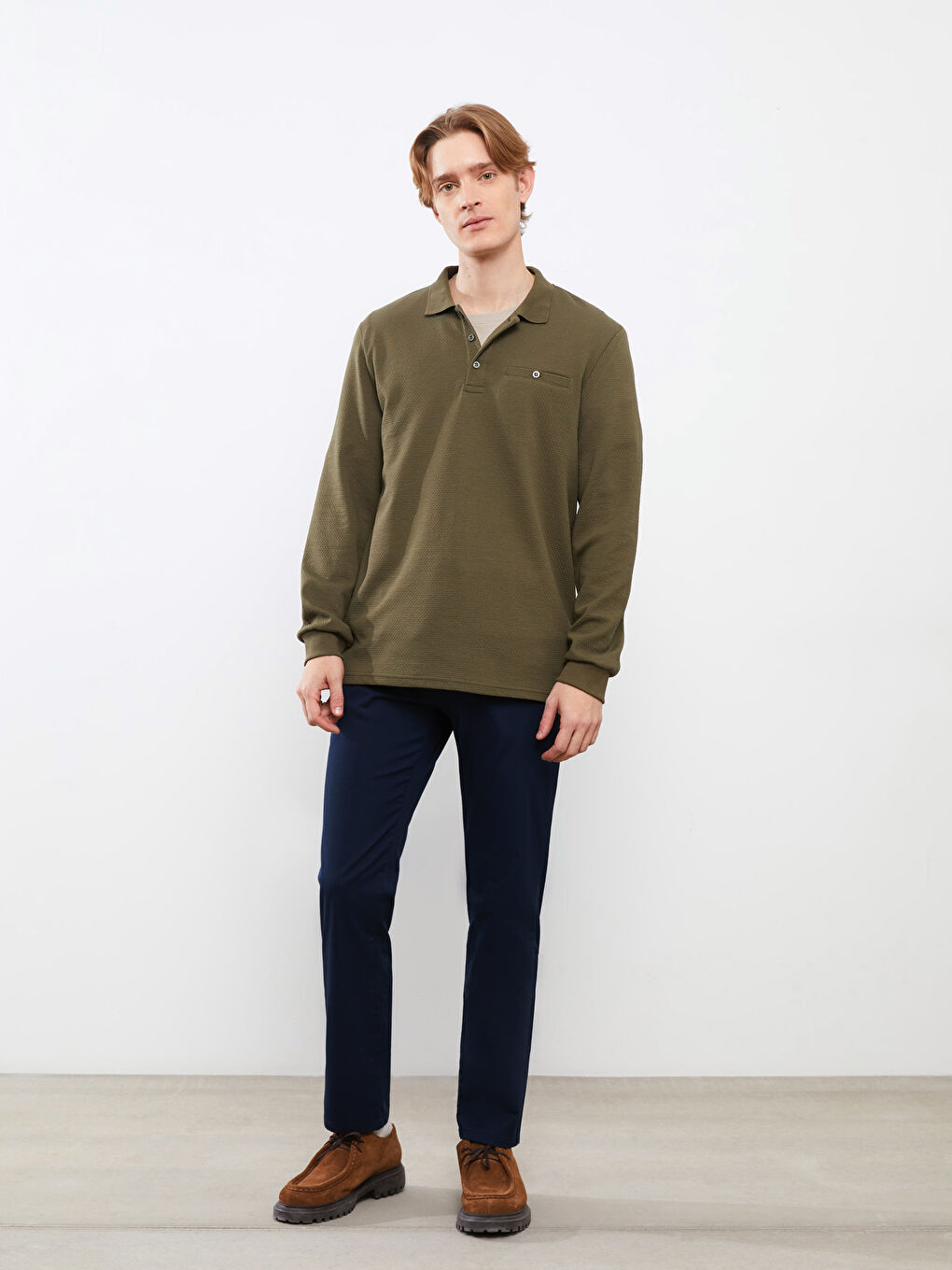 Мужская футболка-поло с длинным рукавом-2