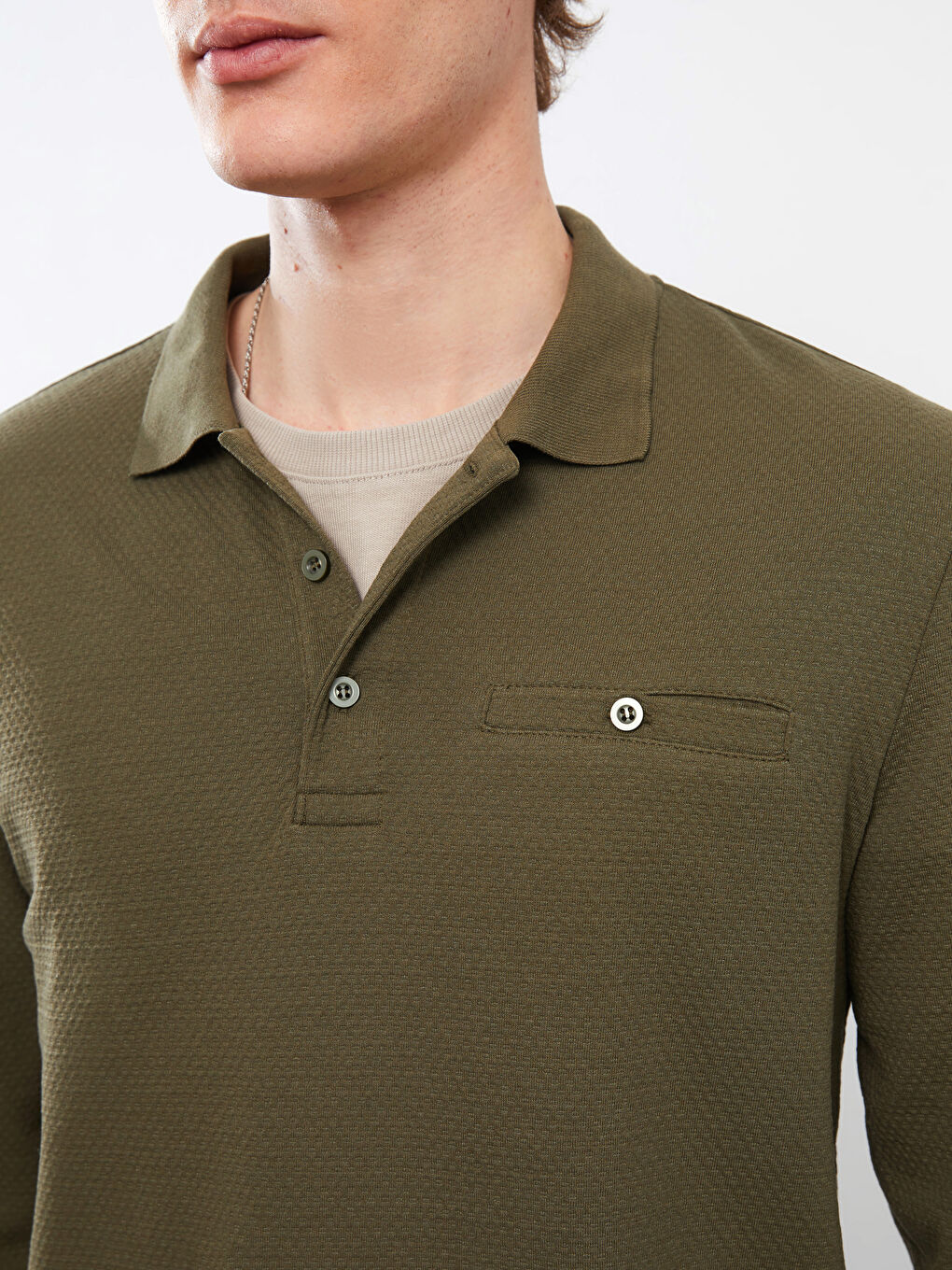 Мужская футболка-поло с длинным рукавом-3