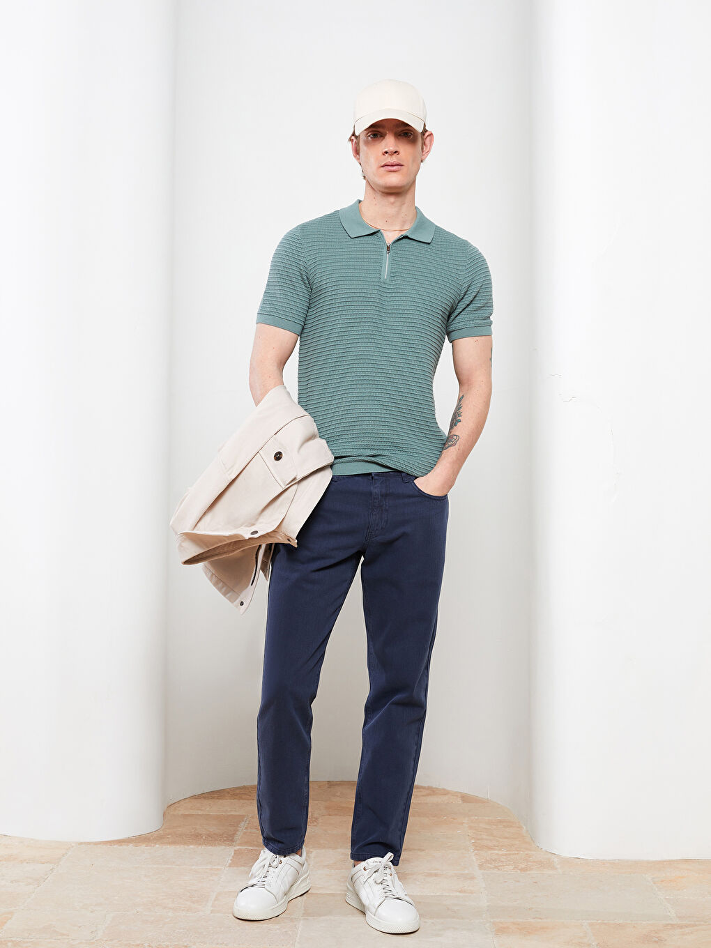 Yeşil Polo Yaka Erkek Triko Tişört