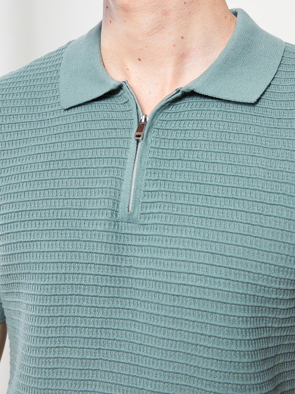 Yeşil Polo Yaka Erkek Triko Tişört-3