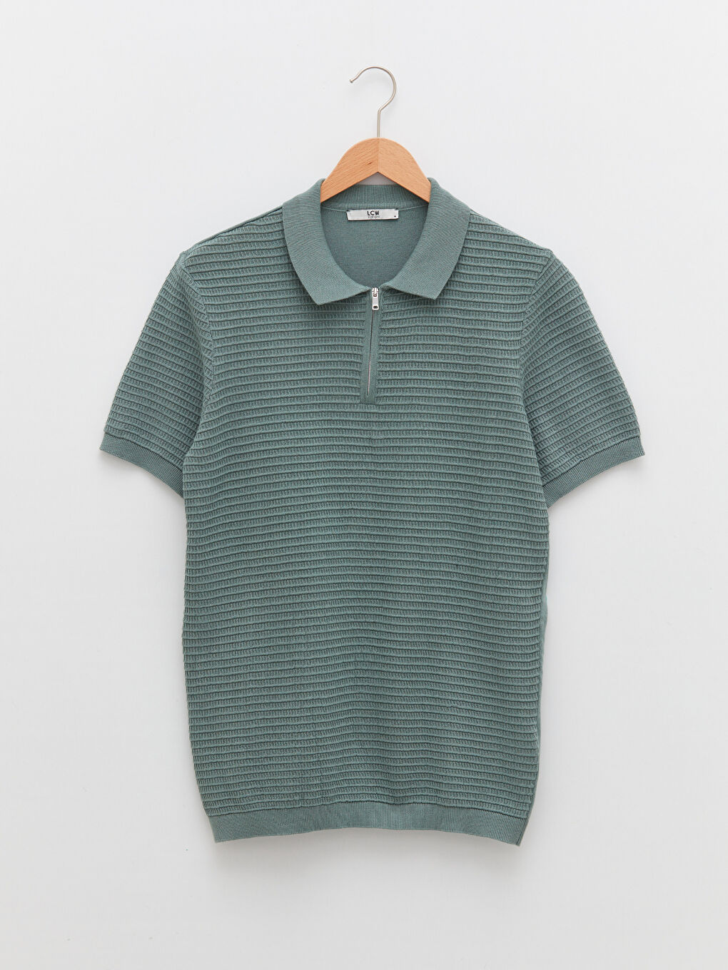 Yeşil Polo Yaka Erkek Triko Tişört-5