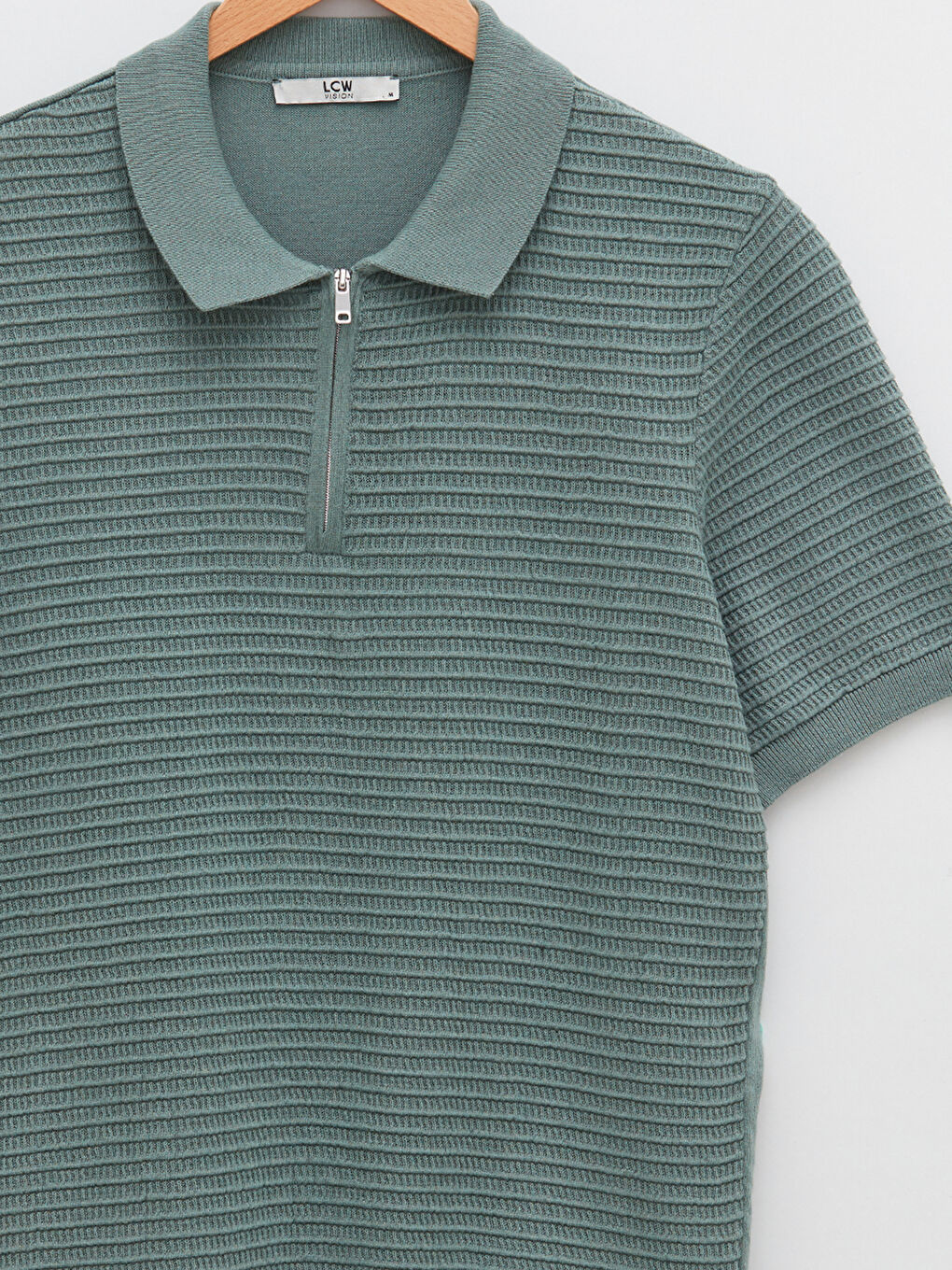 Yeşil Polo Yaka Erkek Triko Tişört-7