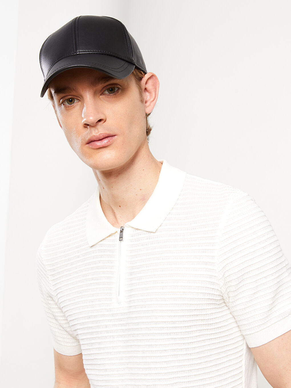 Pulover Tricotat cu Guler Polo și Mânecă Scurtă pentru Bărbați-2