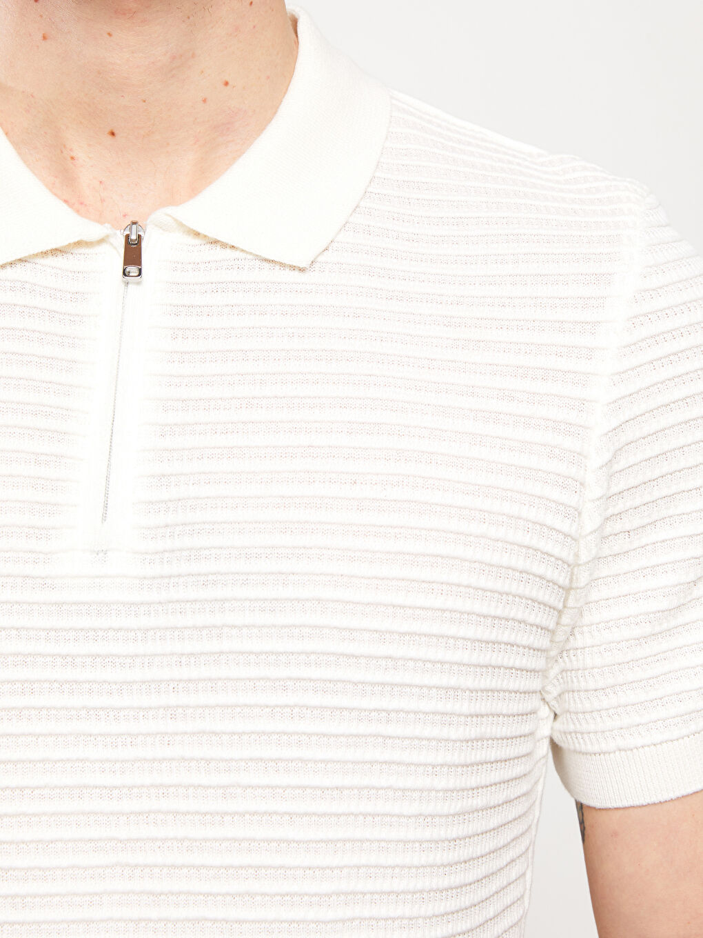 Pulover Tricotat cu Guler Polo și Mânecă Scurtă pentru Bărbați-3