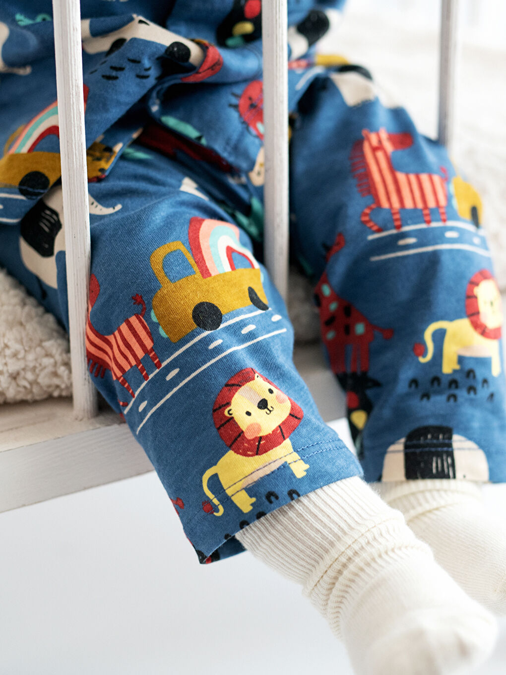 طقم بيجامة أولاد رضع قطن مطبوع ياقة بولو كم طويل-3