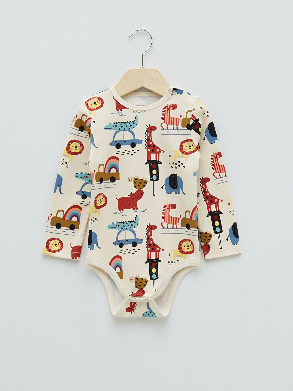 Mavi Bisiklet Yaka Uzun Kollu Baskılı Erkek Bebek Çıtçıtlı Bodysuit  2'li-1