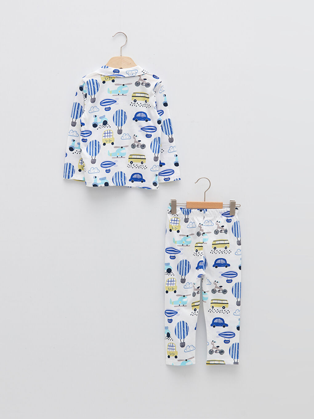 Ensemble De Pyjama Bébé Garçon En Coton Imprimé À Manches Longues Et Col Polo-1