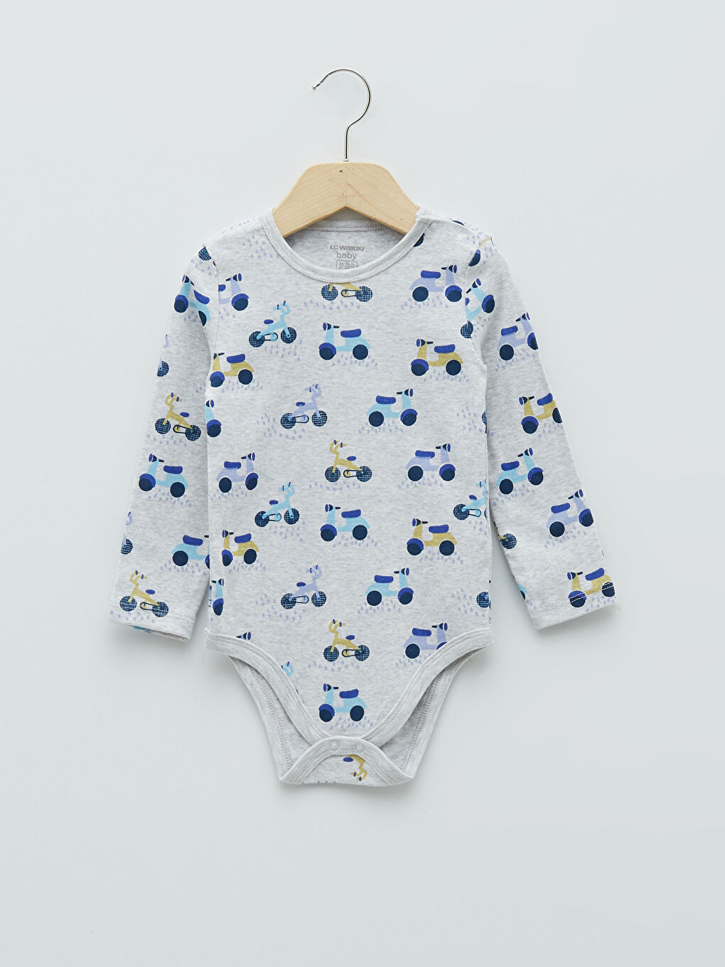 Crew Neck Printed Cotton Baby Boy Body With Snap Fastener 2 Pieces-1