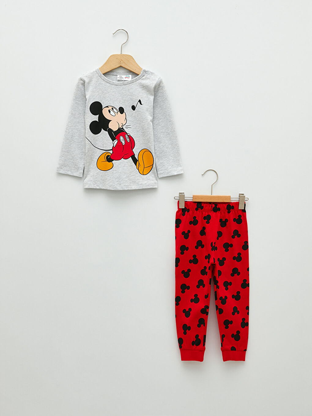 Crew Neck Mickey Mouse Printed Cotton Baby Boy Pajamas Set