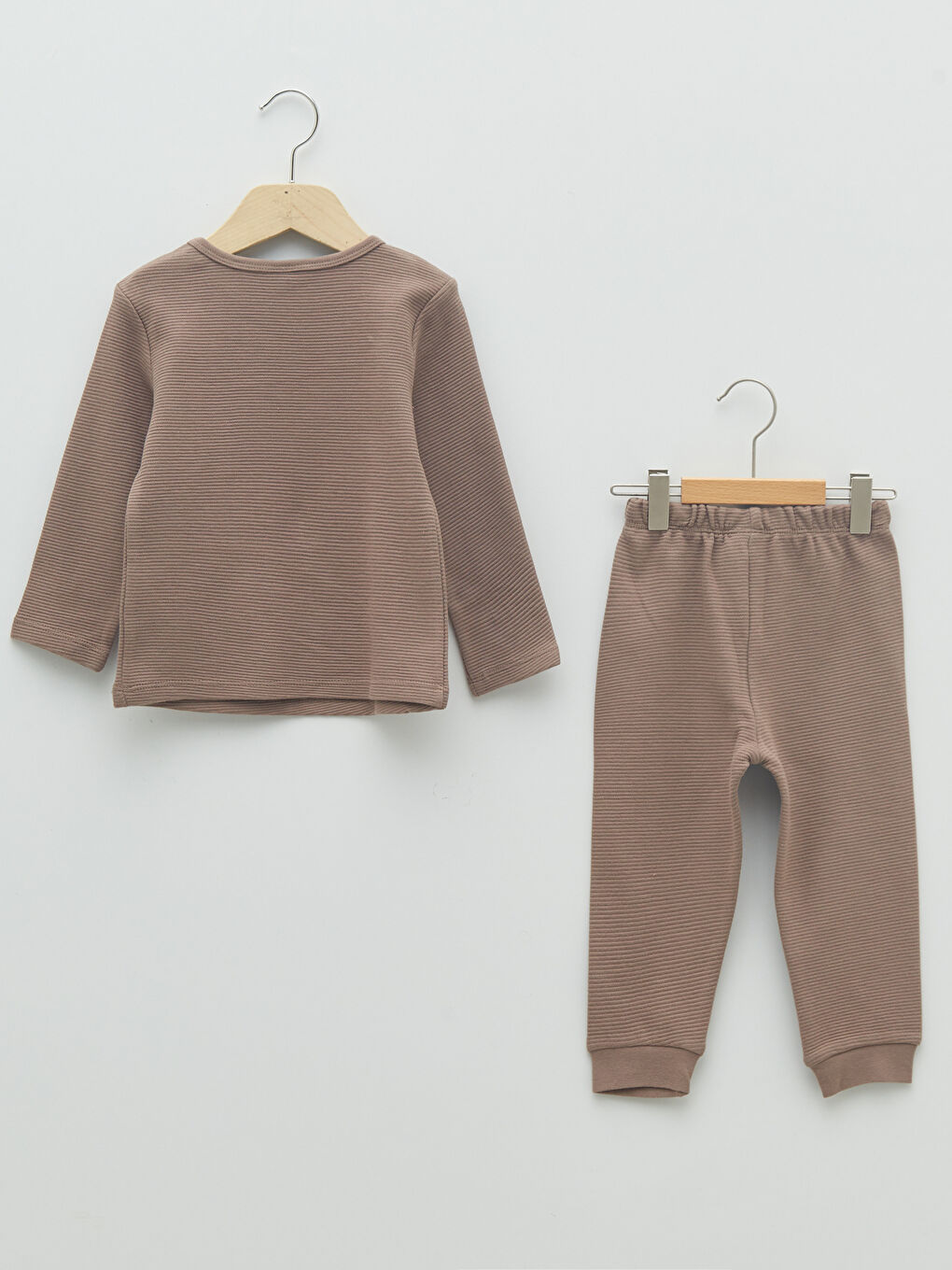 Crew Neck Long Sleeve Basic Baby Boy Pajama Set-1