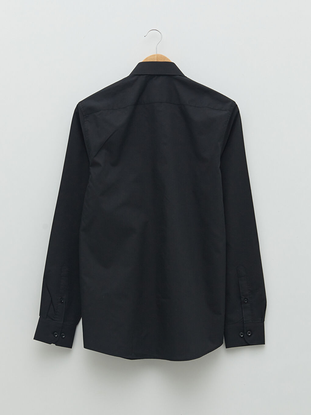 Siyah Slim Fit Uzun Kollu Poplin Erkek Gömlek-6