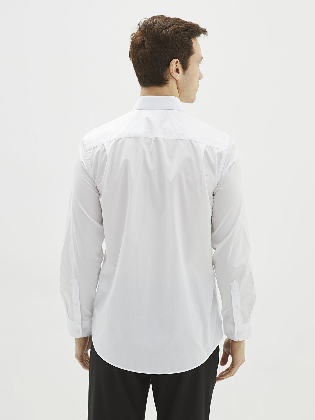 Beyaz Regular Fit Uzun Kollu Poplin Erkek Gömlek-4