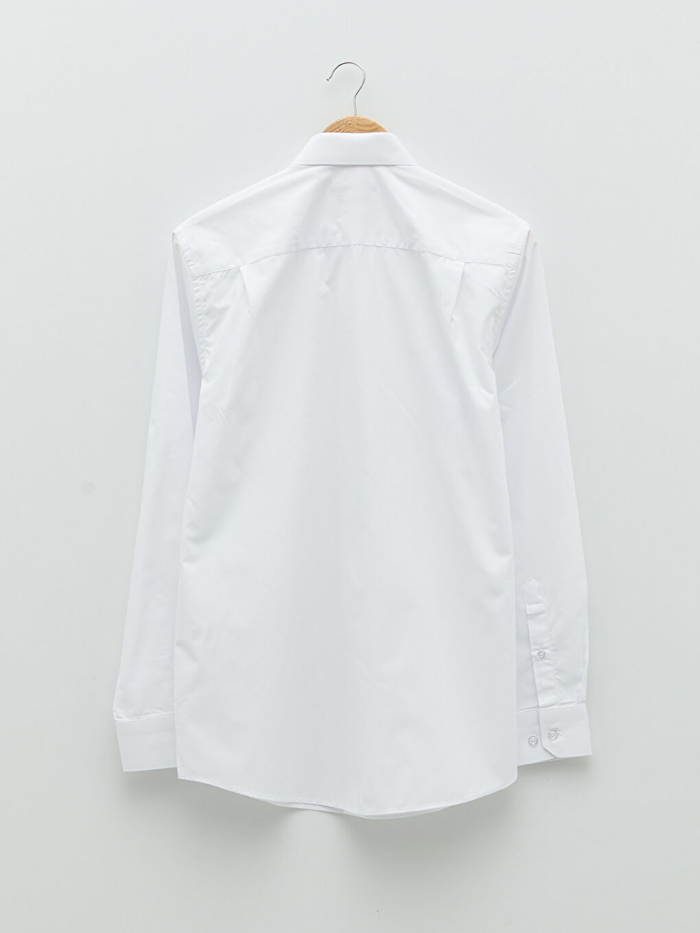 Beyaz Regular Fit Uzun Kollu Poplin Erkek Gömlek-6