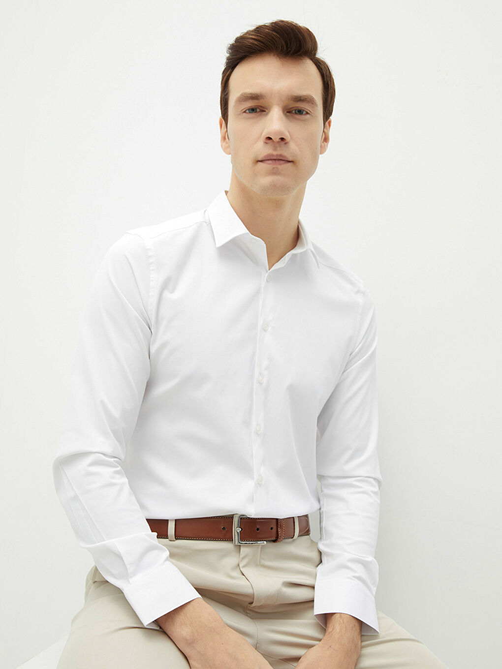 Chemise Homme Extra Slim Fit Manches Longues en Popeline