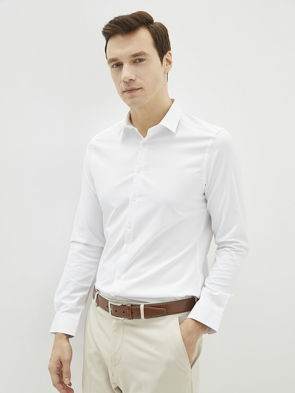 Chemise Homme Extra Slim Fit Manches Longues en Popeline-1