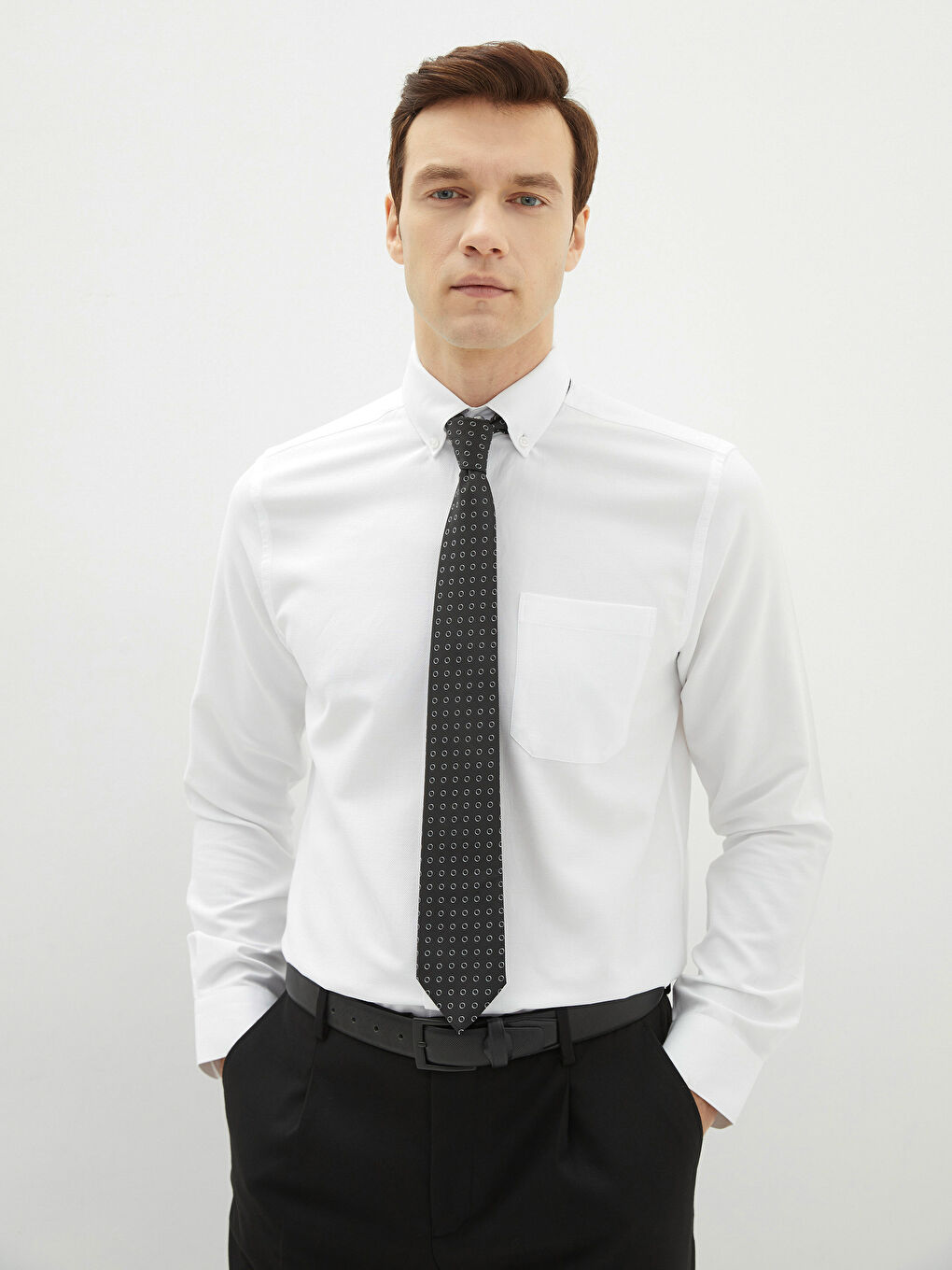 Beyaz Regular Fit Uzun Kollu Erkek Gömlek