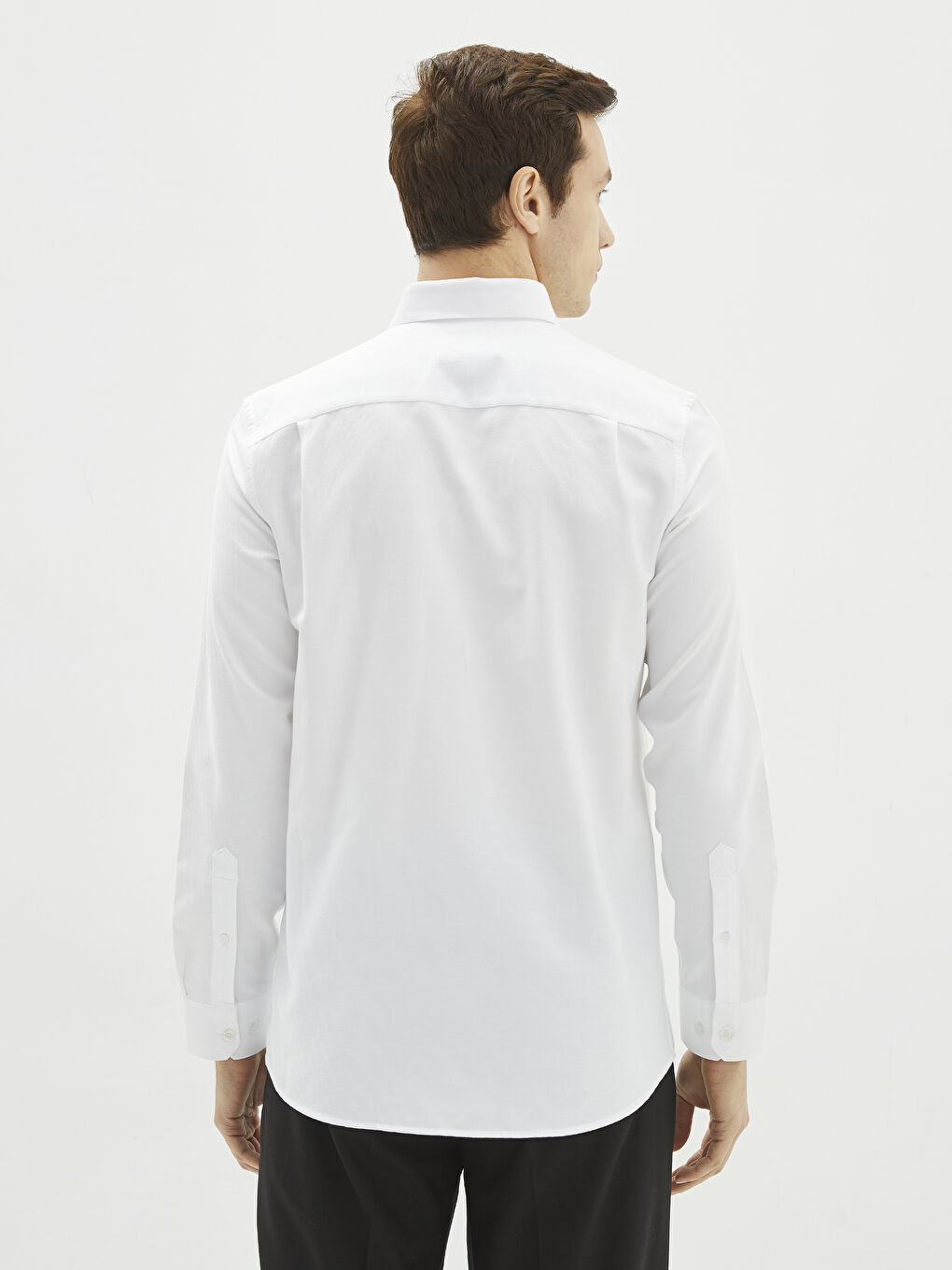Beyaz Regular Fit Uzun Kollu Erkek Gömlek-4