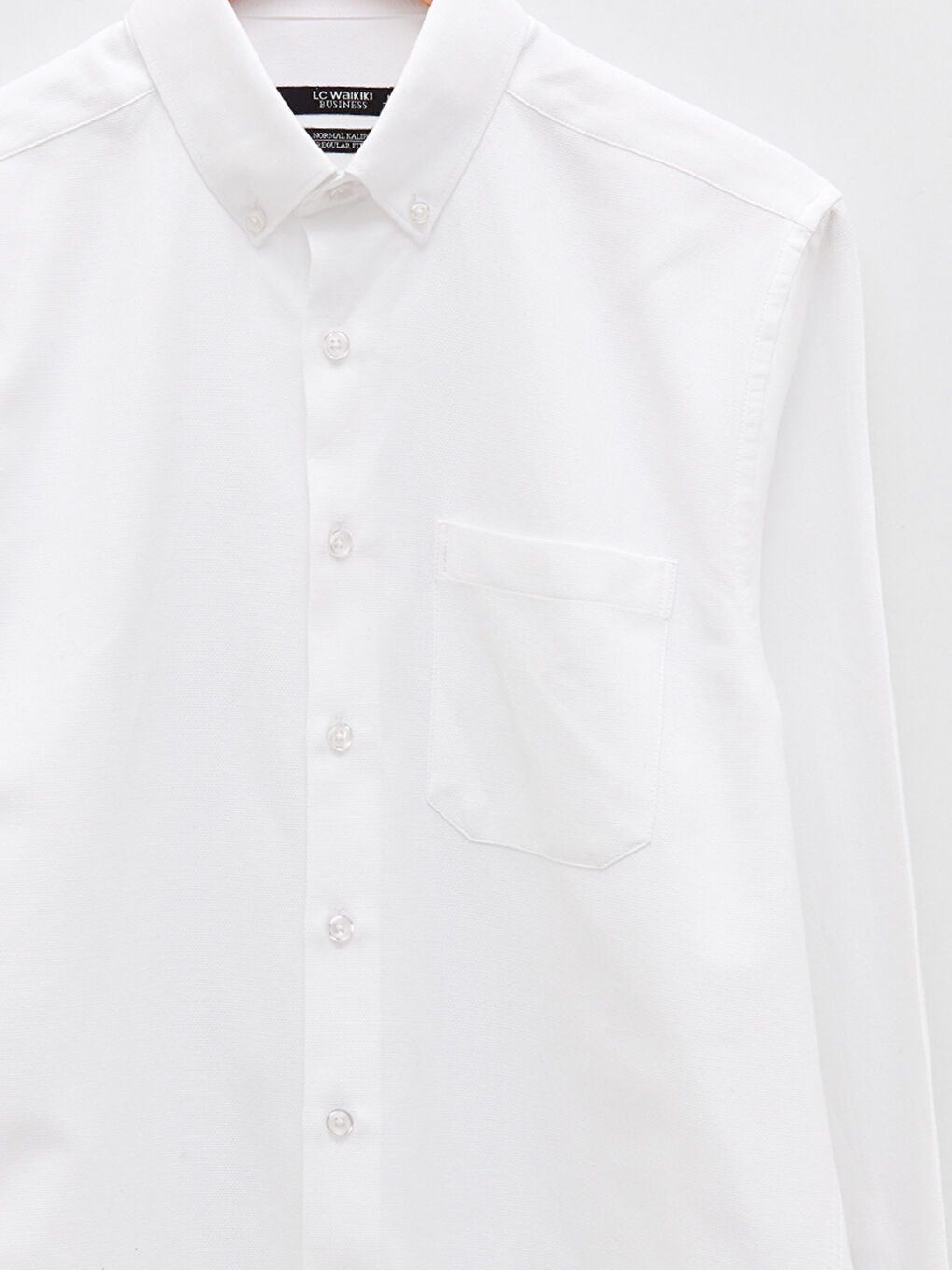 Beyaz Regular Fit Uzun Kollu Erkek Gömlek-7