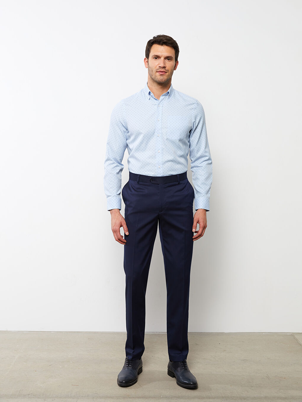 Regular Fit Long Sleeve Patterned Gabardine Men Shirt