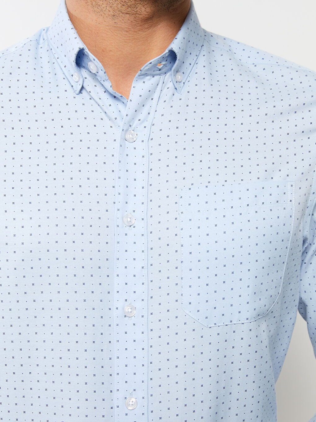 Regular Fit Long Sleeve Patterned Gabardine Men Shirt-3