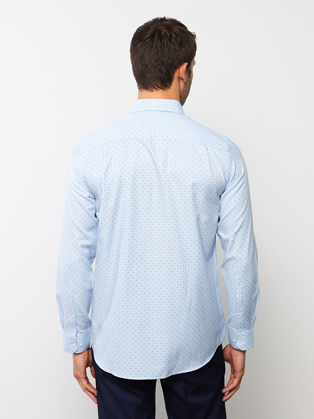 Regular Fit Long Sleeve Patterned Gabardine Men Shirt-4