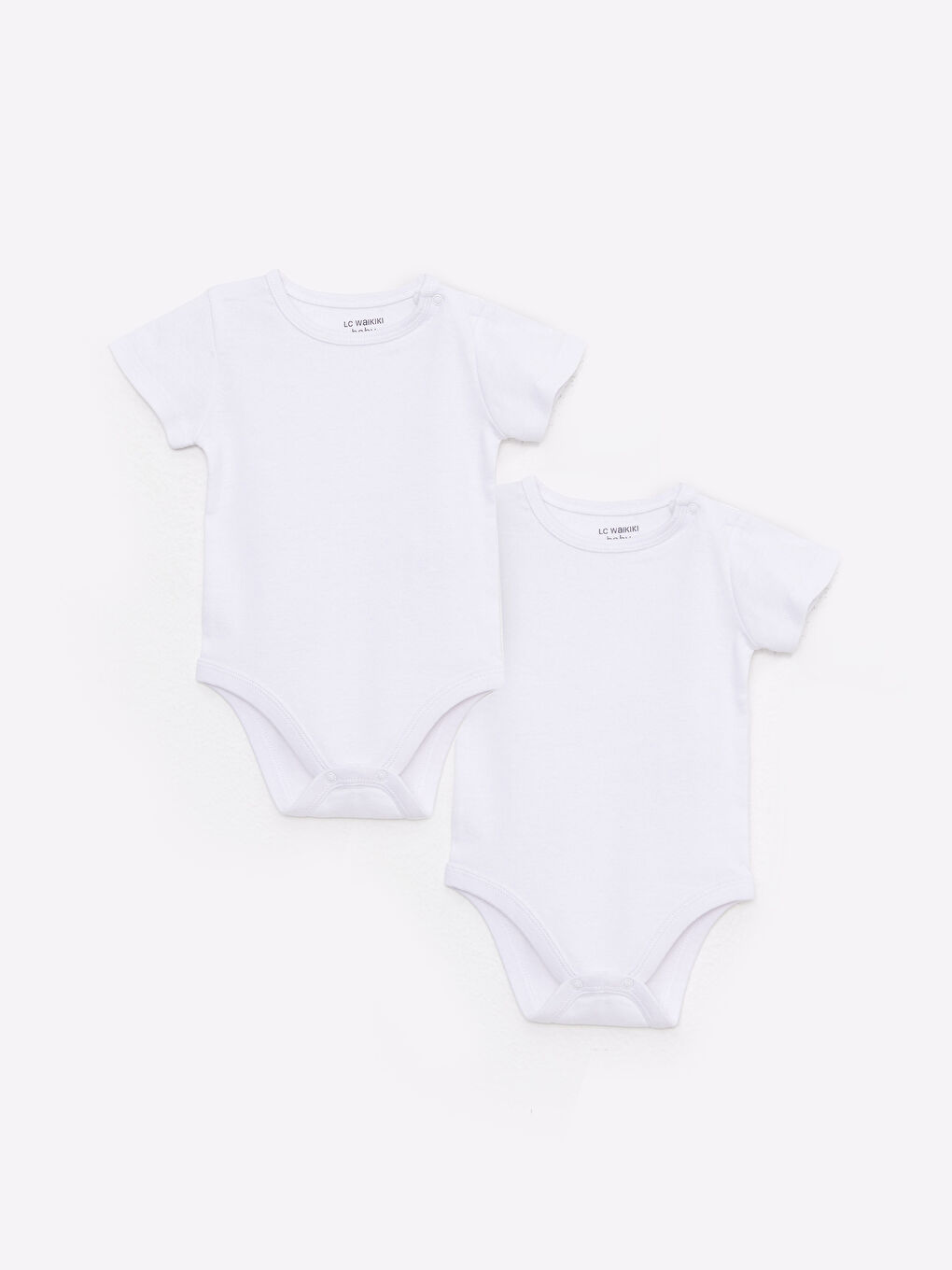 LCW baby بدلة جسم قطن أساسية بياقة دائرية للأولاد الرضع مع كباسين - قطعتين -S20832Z1-E5X
