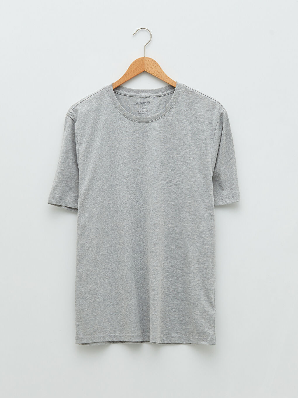 Gri Bisiklet Yaka Penye Erkek Tişört-5