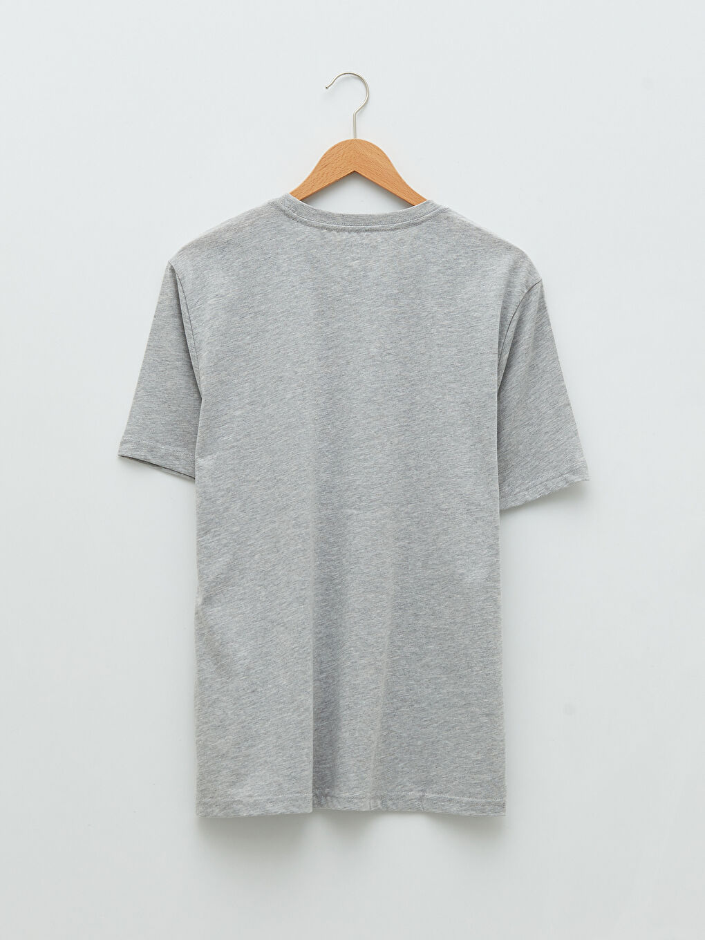 Gri Bisiklet Yaka Penye Erkek Tişört-6