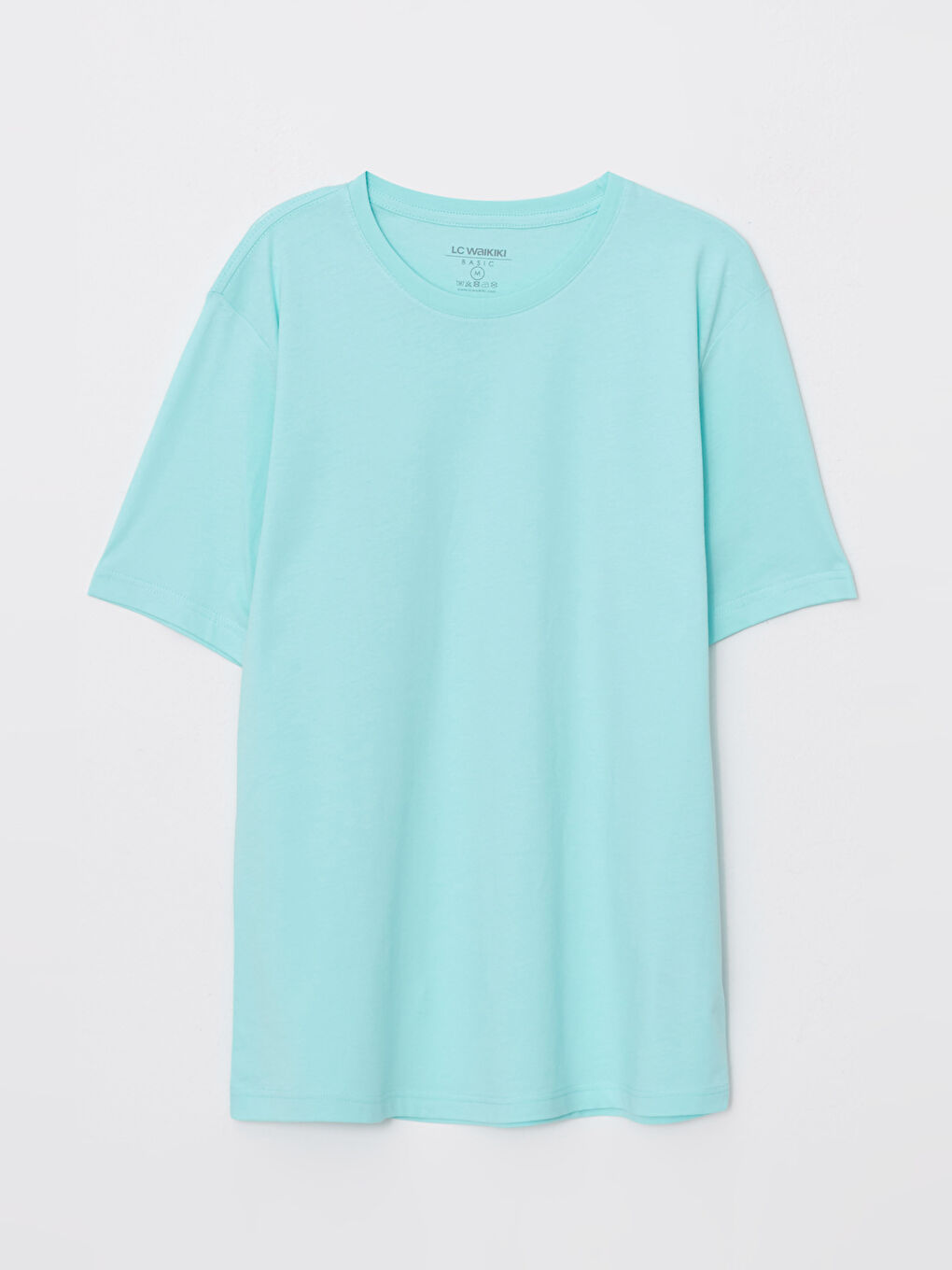 Turkuaz Bisiklet Yaka Penye Erkek Tişört-5