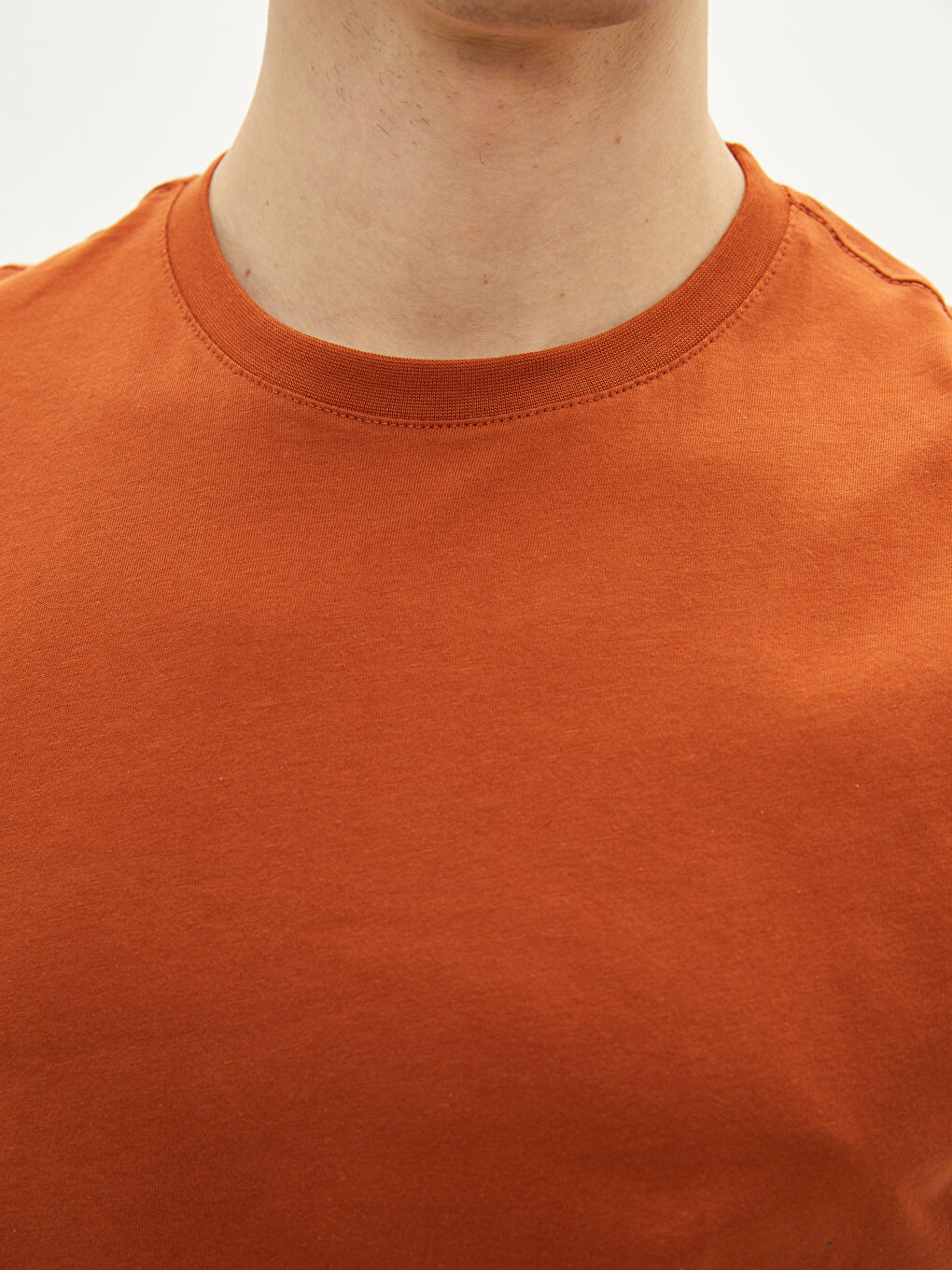 Turuncu Bisiklet Yaka Penye Erkek Tişört-3