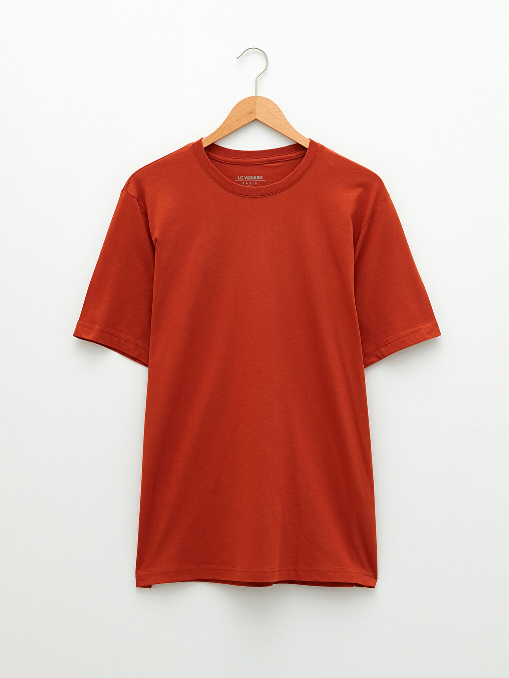 Turuncu Bisiklet Yaka Penye Erkek Tişört-5