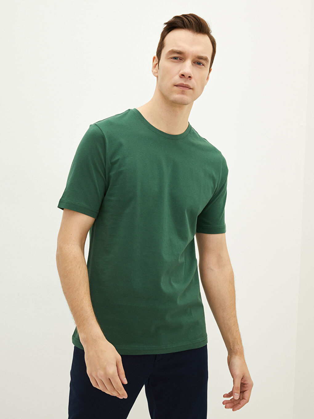 Yeşil Bisiklet Yaka Penye Erkek Tişört